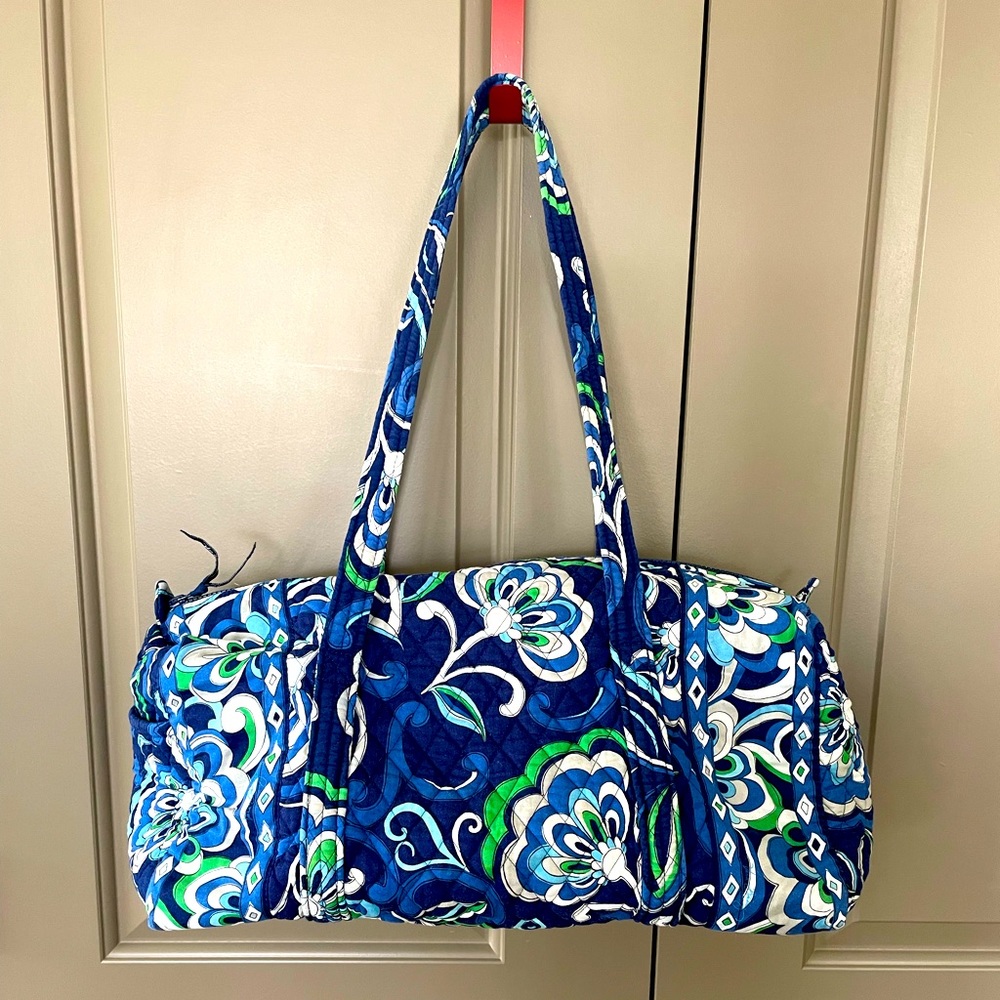 Small Mediterranean Blue White Green Pattern Vera Bradley Duffel Bag